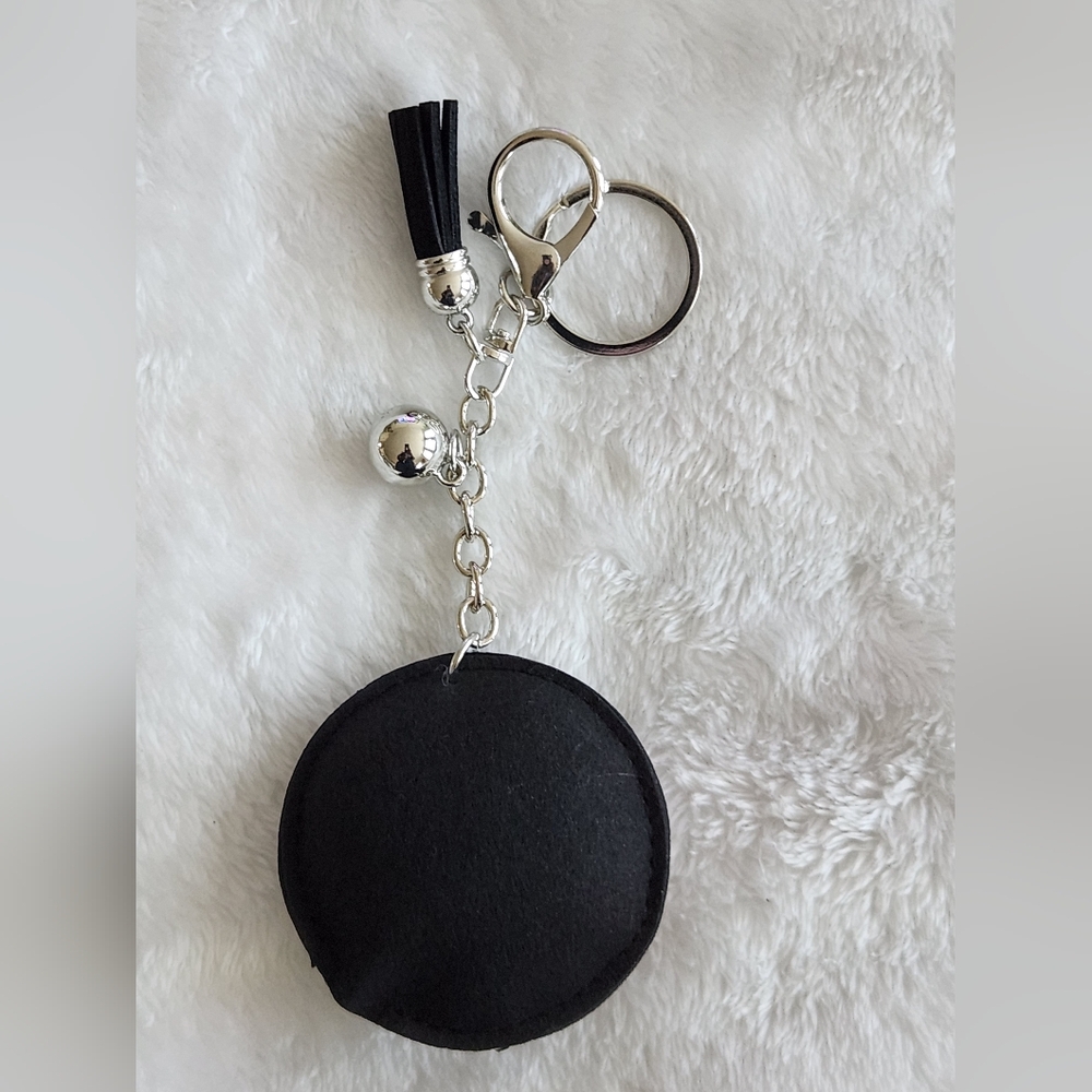 Black and Silver Rhinestone Logo Keychain Bag Charm - Picture 3 of 3